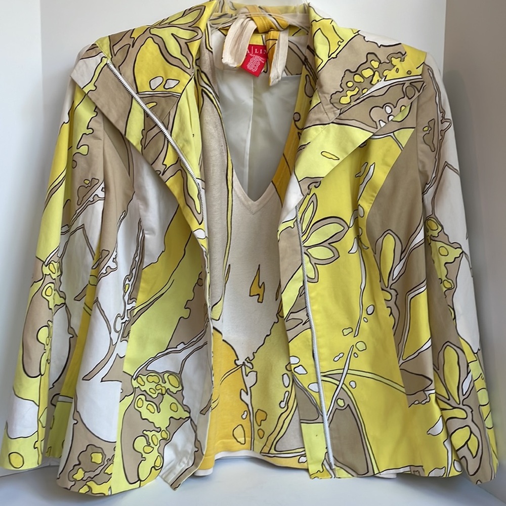 A Line vintage retro zip front cropped jacket & matching knit halter top size 6